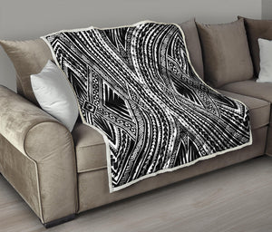 Black And White Maori Tattoo Print Quilt