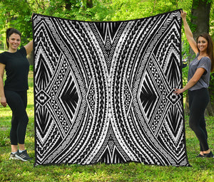 Black And White Maori Tattoo Print Quilt