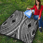 Black And White Maori Tattoo Print Quilt