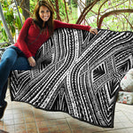 Black And White Maori Tattoo Print Quilt