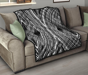 Black And White Maori Tattoo Print Quilt