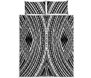 Black And White Maori Tattoo Print Quilt Bed Set