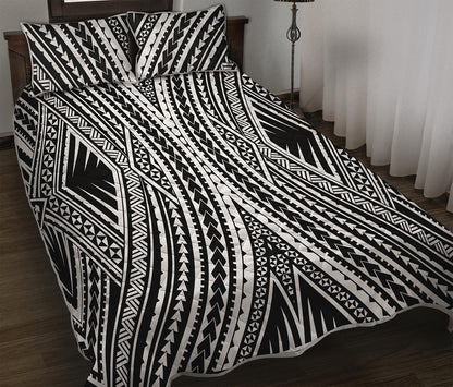 Black And White Maori Tattoo Print Quilt Bed Set