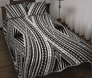 Black And White Maori Tattoo Print Quilt Bed Set