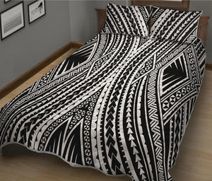 Black And White Maori Tattoo Print Quilt Bed Set