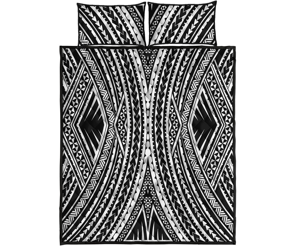 Black And White Maori Tattoo Print Quilt Bed Set