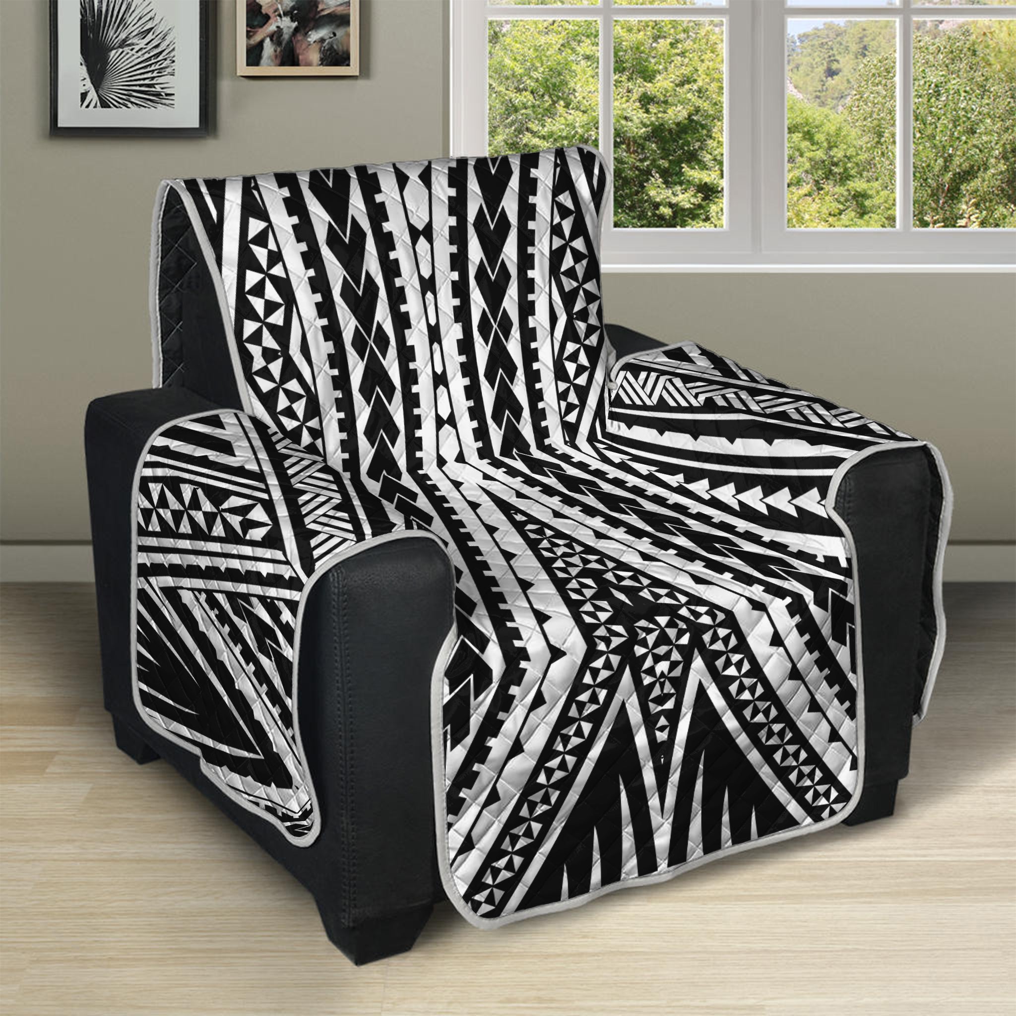 Black And White Maori Tattoo Print Recliner Protector