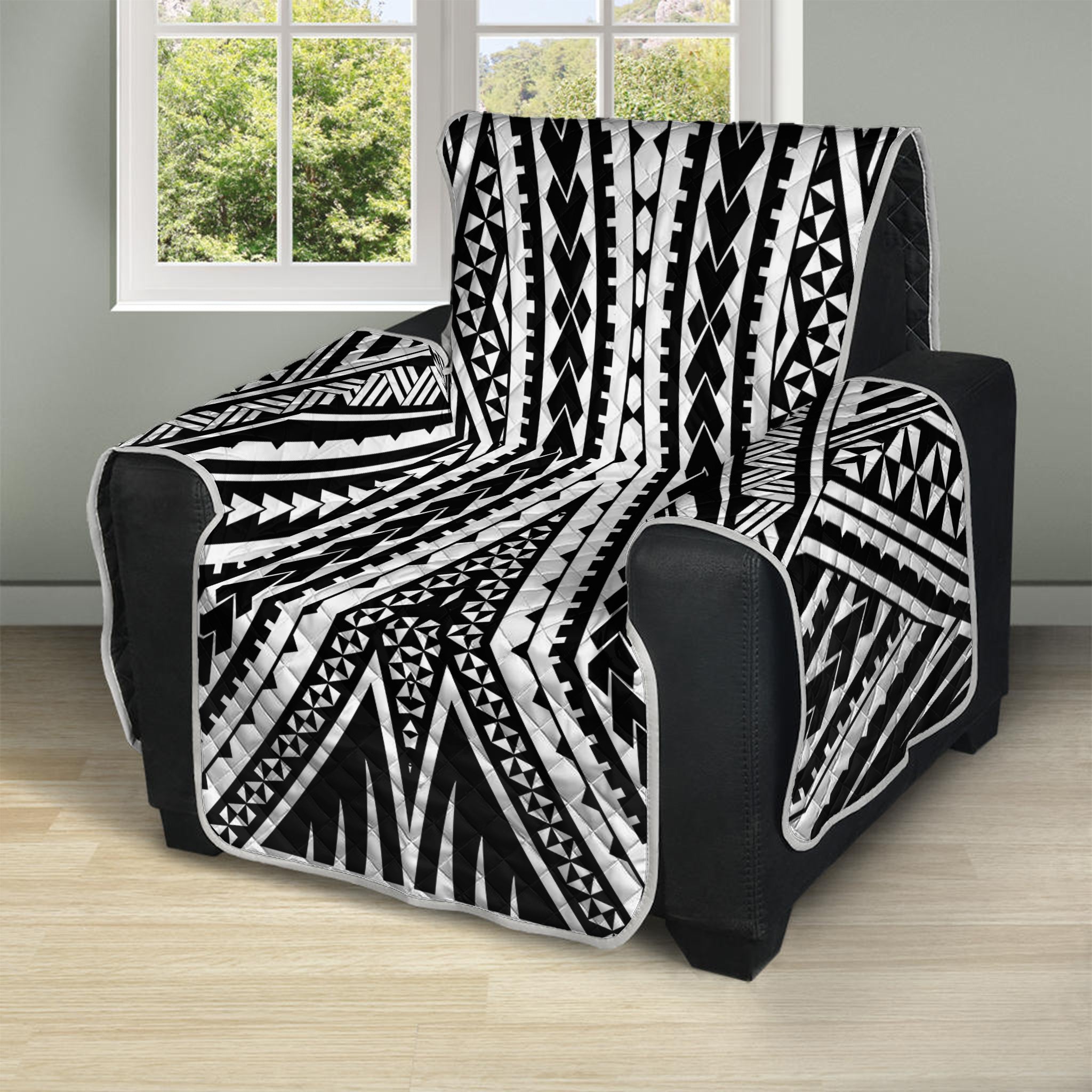 Black And White Maori Tattoo Print Recliner Protector