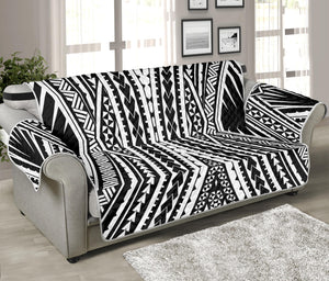 Black And White Maori Tattoo Print Sofa Protector