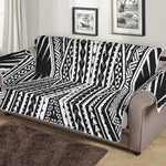 Black And White Maori Tattoo Print Sofa Protector