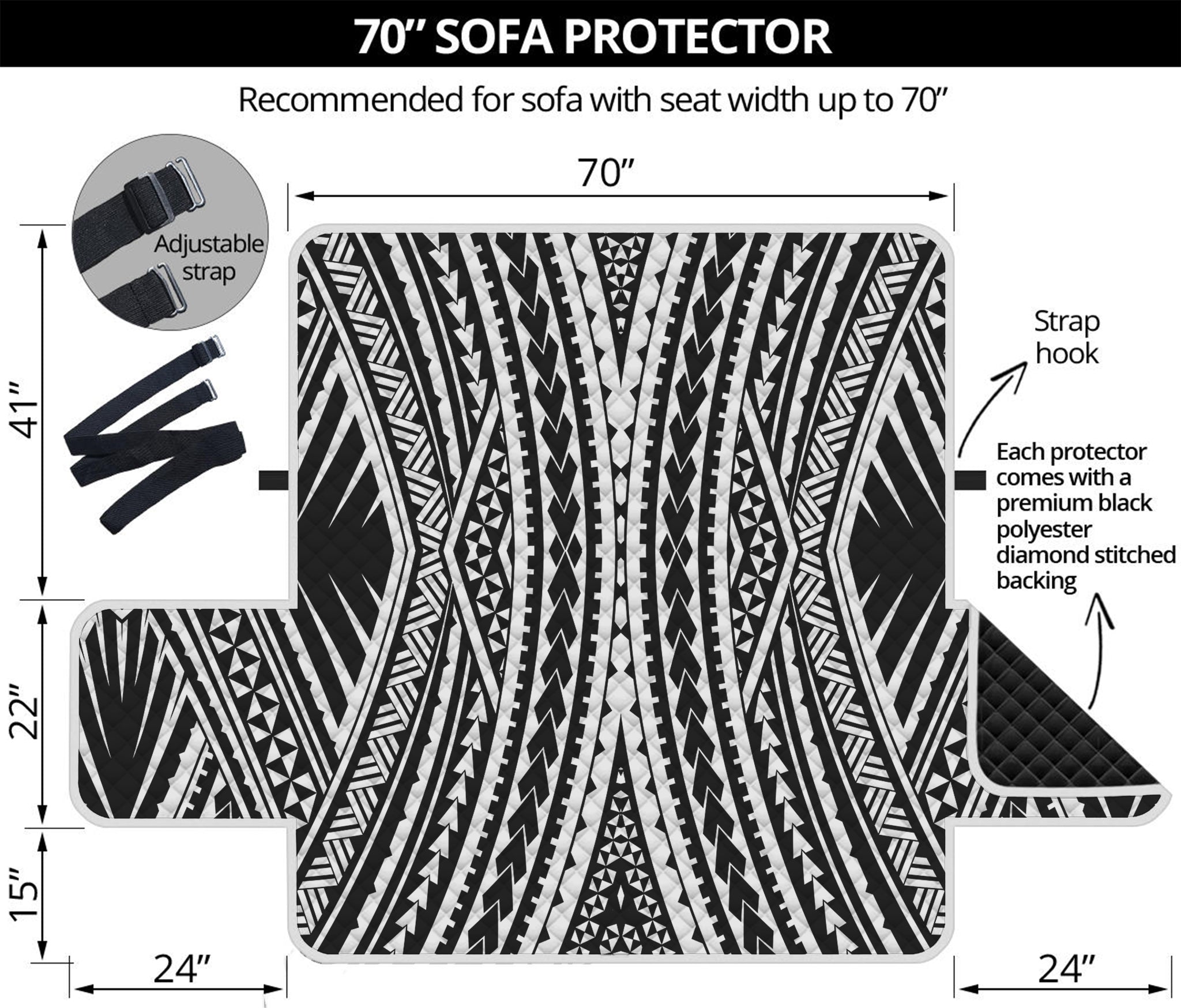 Black And White Maori Tattoo Print Sofa Protector