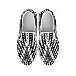 Black And White Maori Tattoo Print White Slip On Shoes