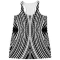 Black And White Maori Tattoo Print Women's Racerback Tank Top