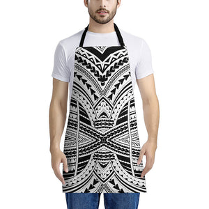 Black And White Maori Tribal Print Apron