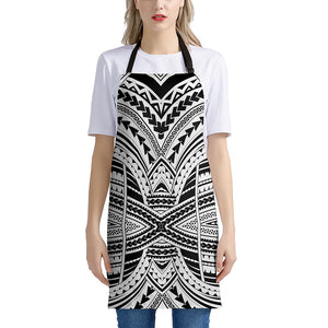 Black And White Maori Tribal Print Apron