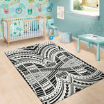 Black And White Maori Tribal Print Area Rug