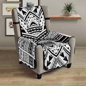 Black And White Maori Tribal Print Armchair Protector