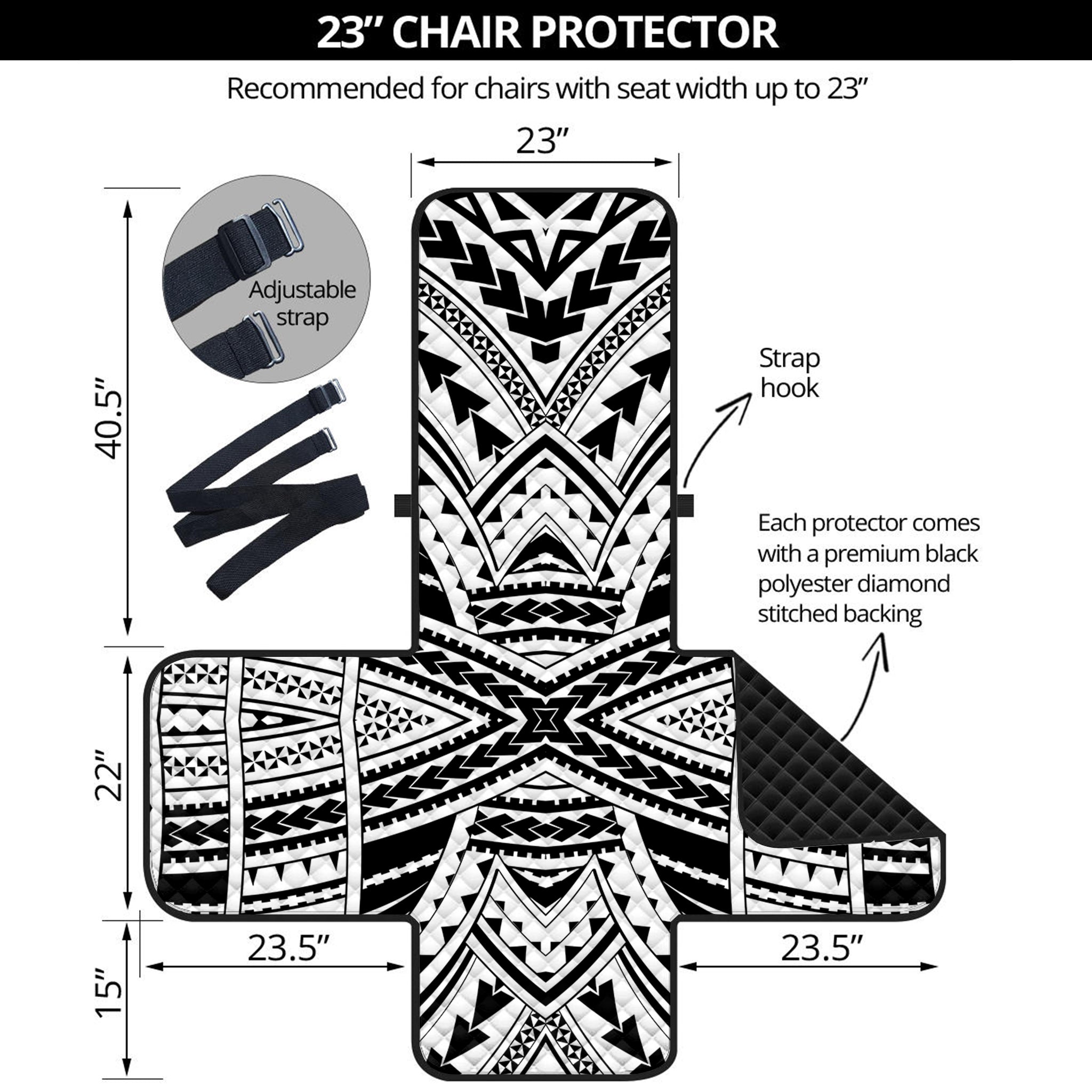 Black And White Maori Tribal Print Armchair Protector