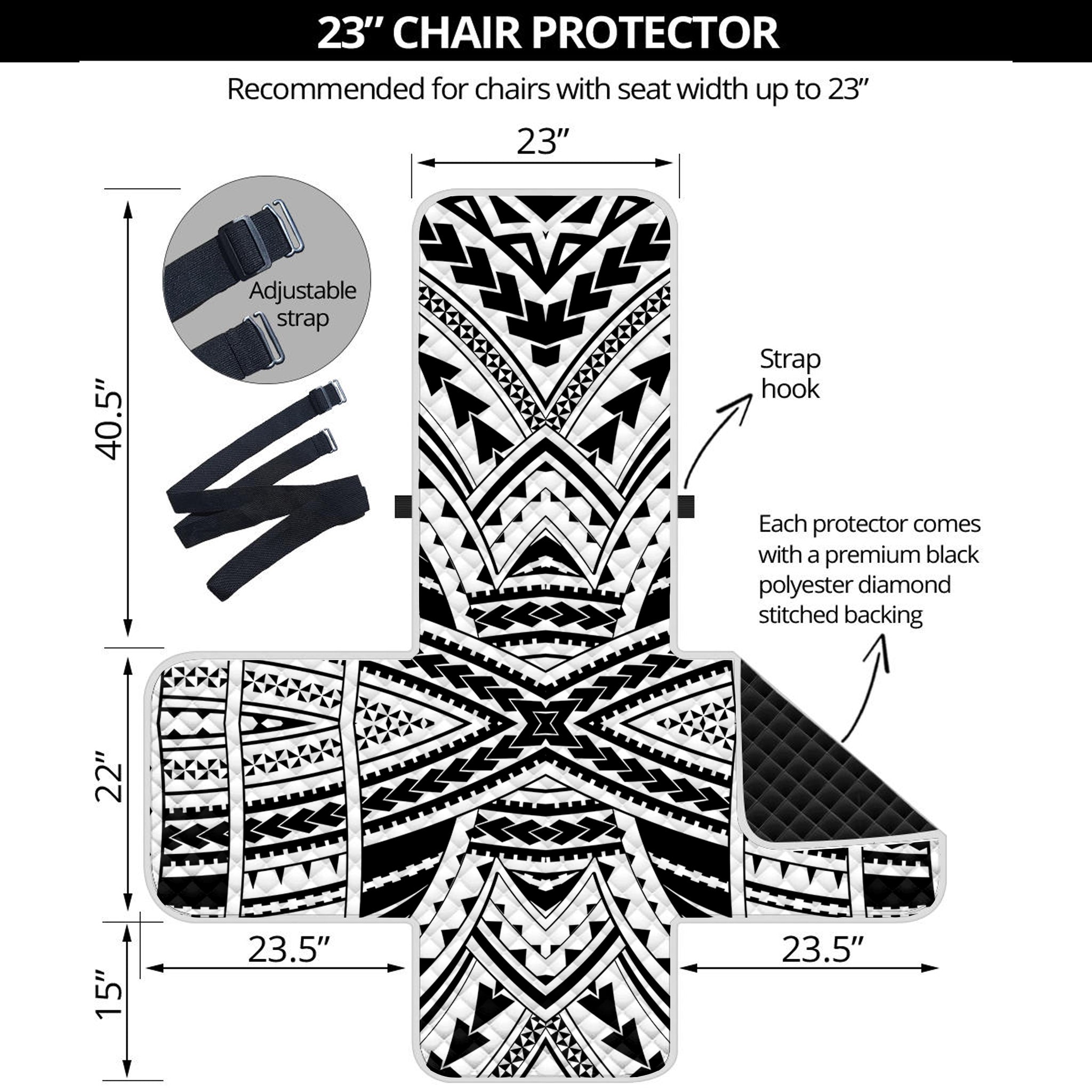 Black And White Maori Tribal Print Armchair Protector