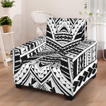 Black And White Maori Tribal Print Armchair Slipcover