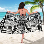 Black And White Maori Tribal Print Beach Sarong Wrap