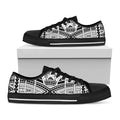 Black And White Maori Tribal Print Black Low Top Sneakers