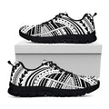 Black And White Maori Tribal Print Black Running Shoes
