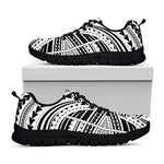 Black And White Maori Tribal Print Black Sneakers