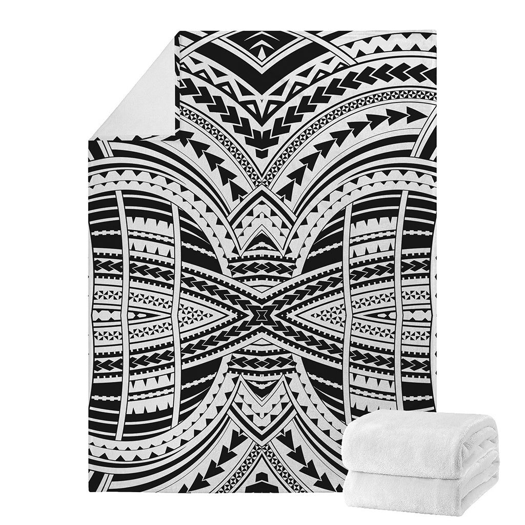 Black And White Maori Tribal Print Blanket