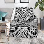 Black And White Maori Tribal Print Blanket