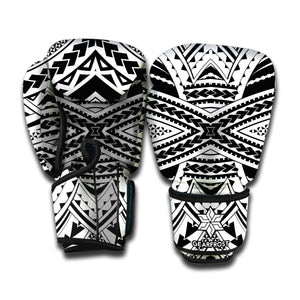 Black And White Maori Tribal Print Boxing Gloves