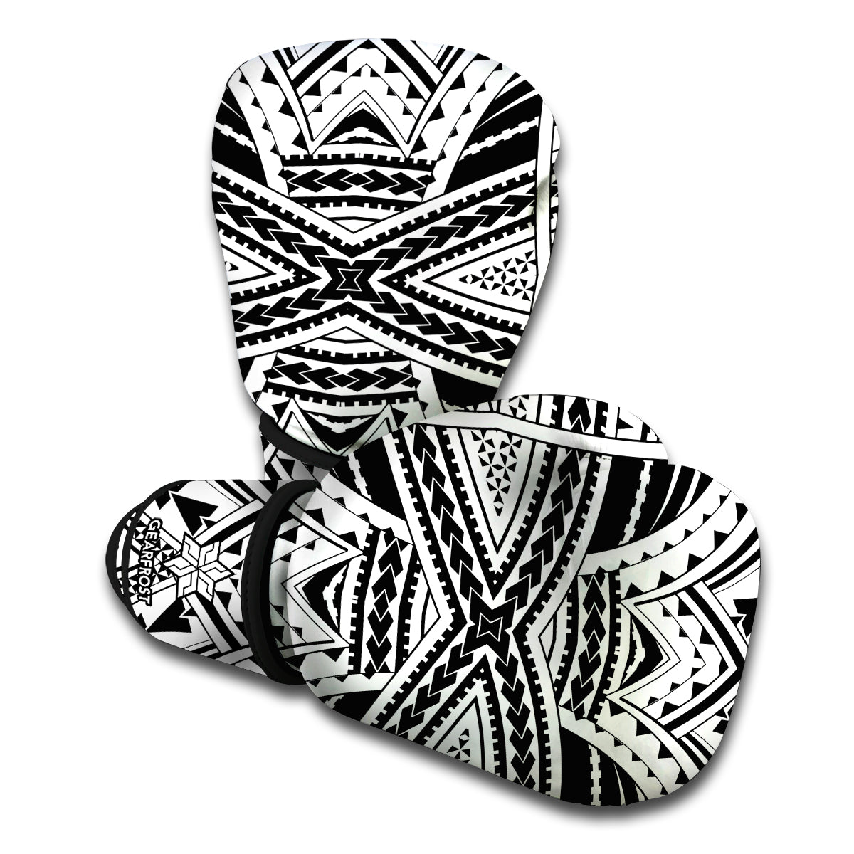 Black And White Maori Tribal Print Boxing Gloves