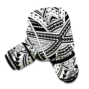 Black And White Maori Tribal Print Boxing Gloves