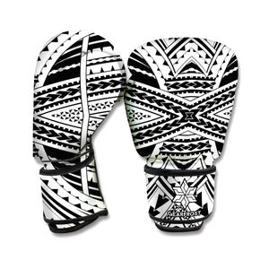 Black And White Maori Tribal Print Boxing Gloves