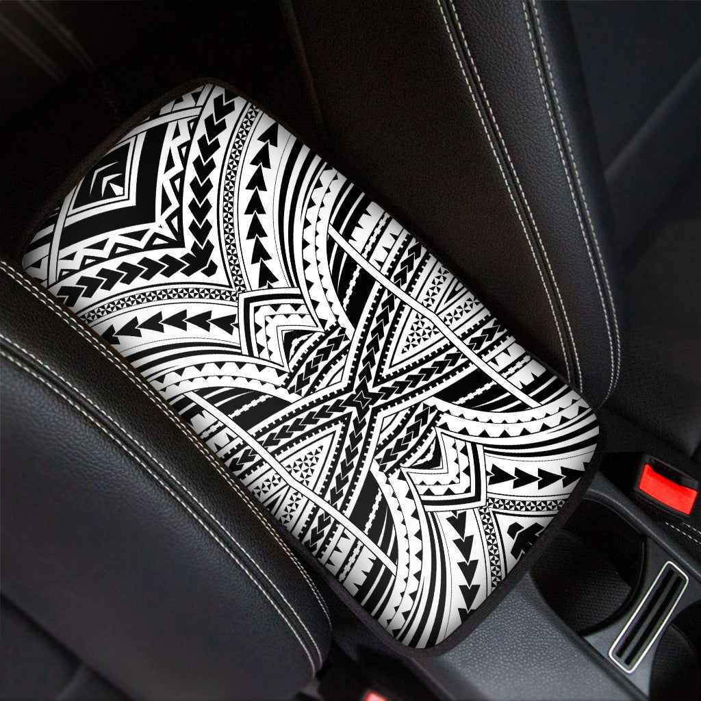 Black And White Maori Tribal Print Car Center Console Cover