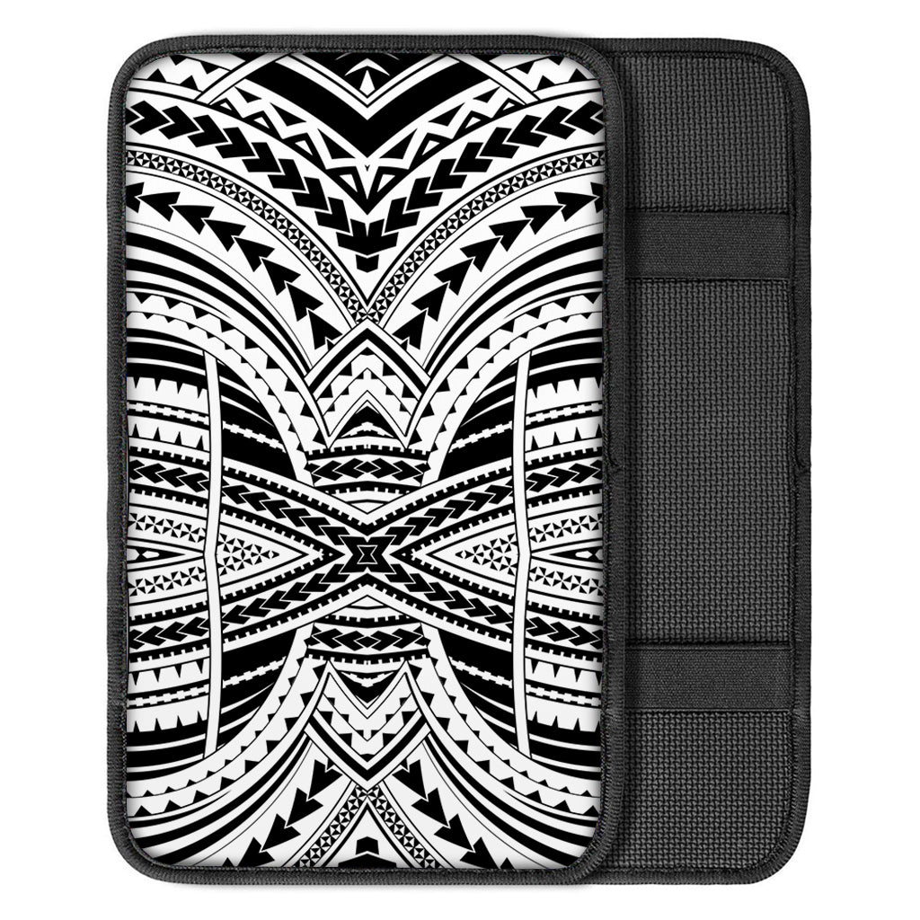 Black And White Maori Tribal Print Car Center Console Cover