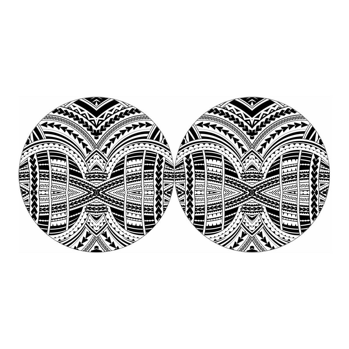 Black And White Maori Tribal Print Car Coasters