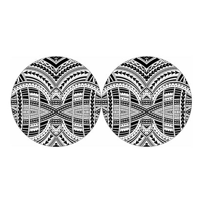 Black And White Maori Tribal Print Car Coasters