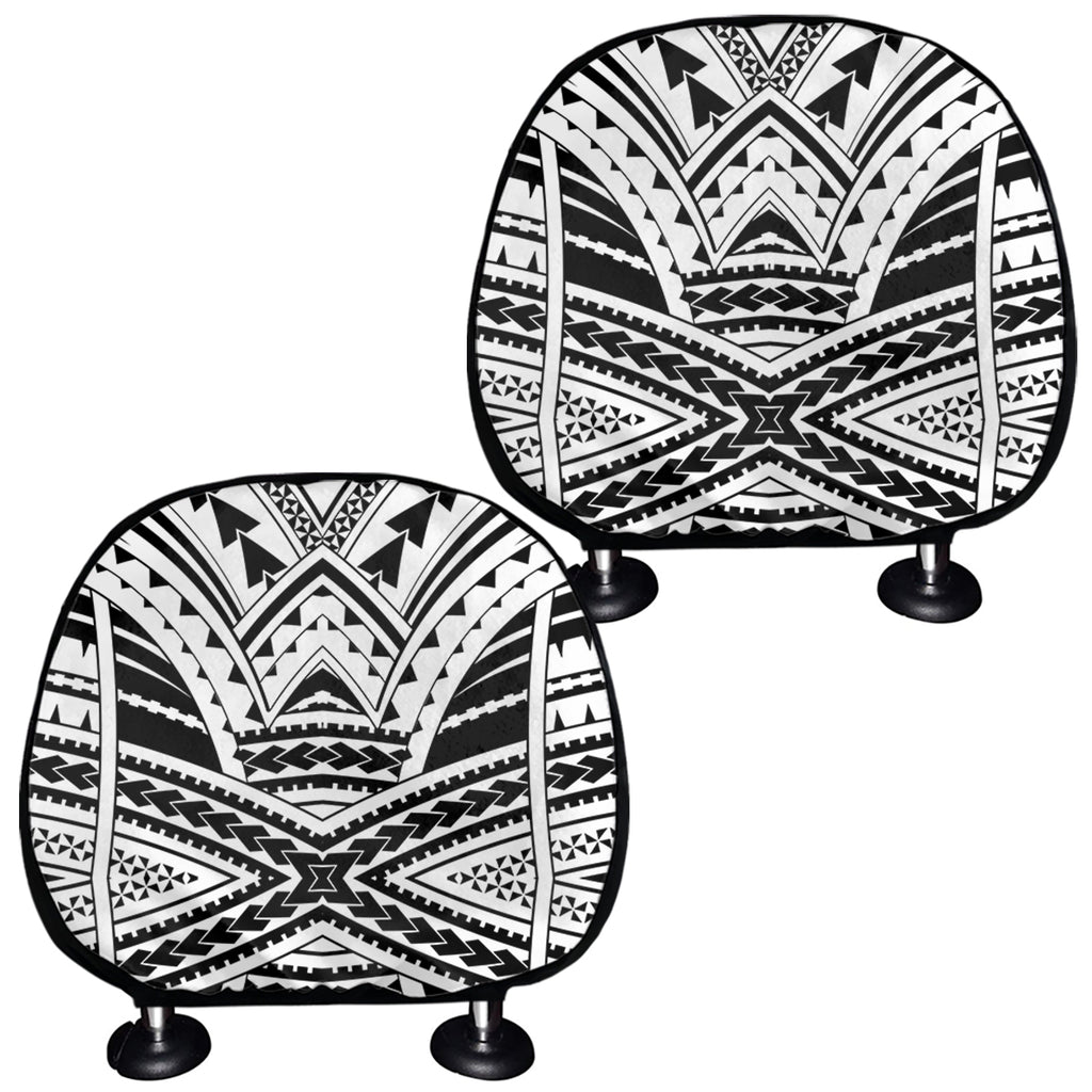 Black And White Maori Tribal Print Car Headrest Covers