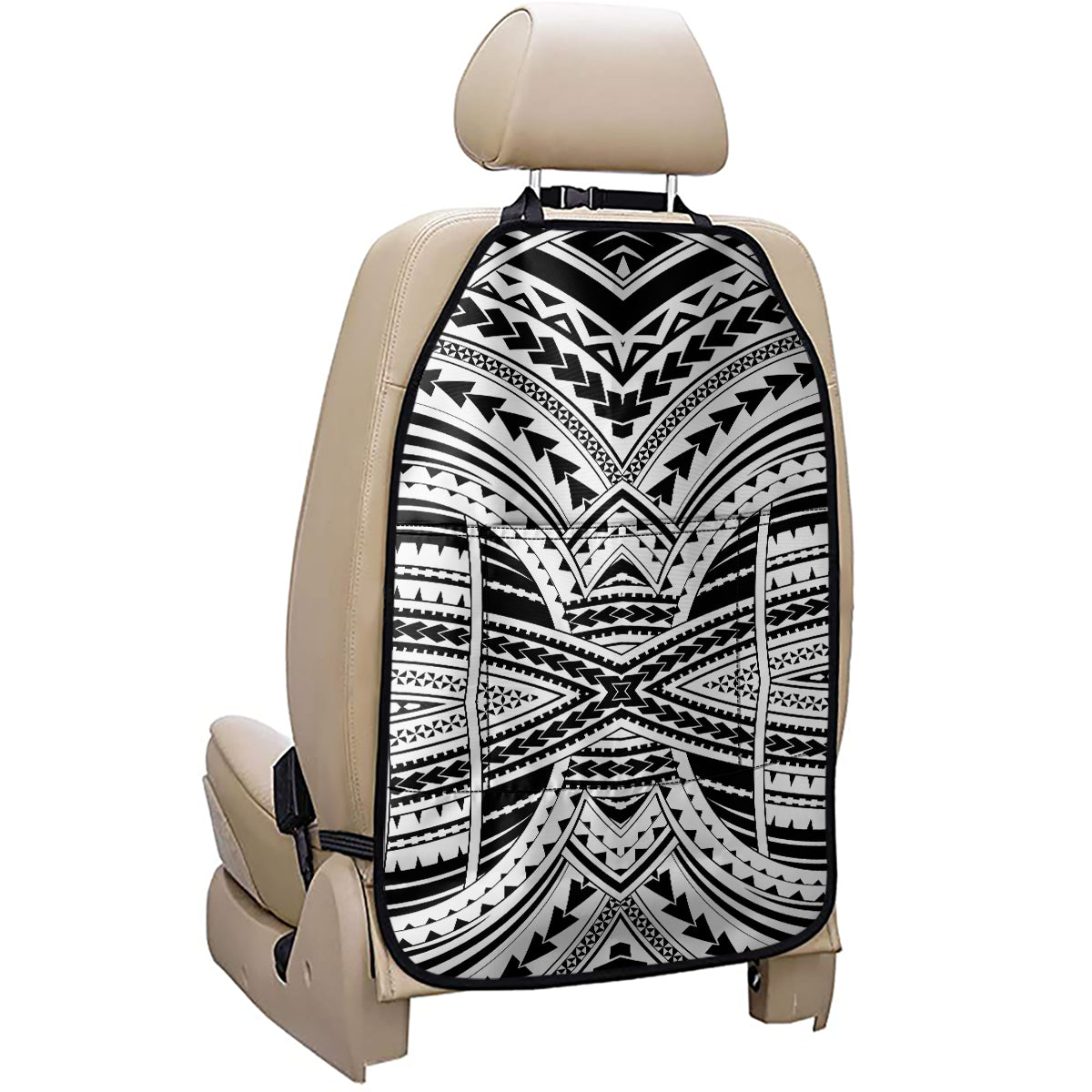 Black And White Maori Tribal Print Car Seat Organizers