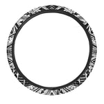 Black And White Maori Tribal Print Car Steering Wheel Cover