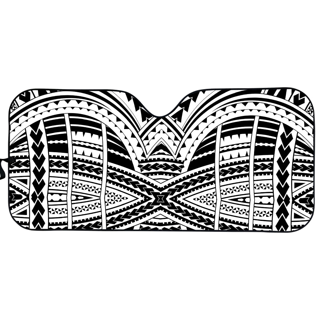Black And White Maori Tribal Print Car Sun Shade