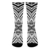 Black And White Maori Tribal Print Crew Socks