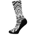 Black And White Maori Tribal Print Crew Socks