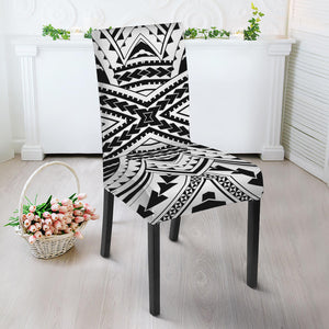 Black And White Maori Tribal Print Dining Chair Slipcover