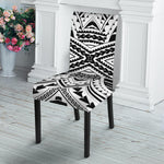 Black And White Maori Tribal Print Dining Chair Slipcover