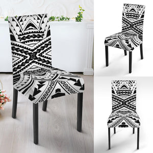 Black And White Maori Tribal Print Dining Chair Slipcover