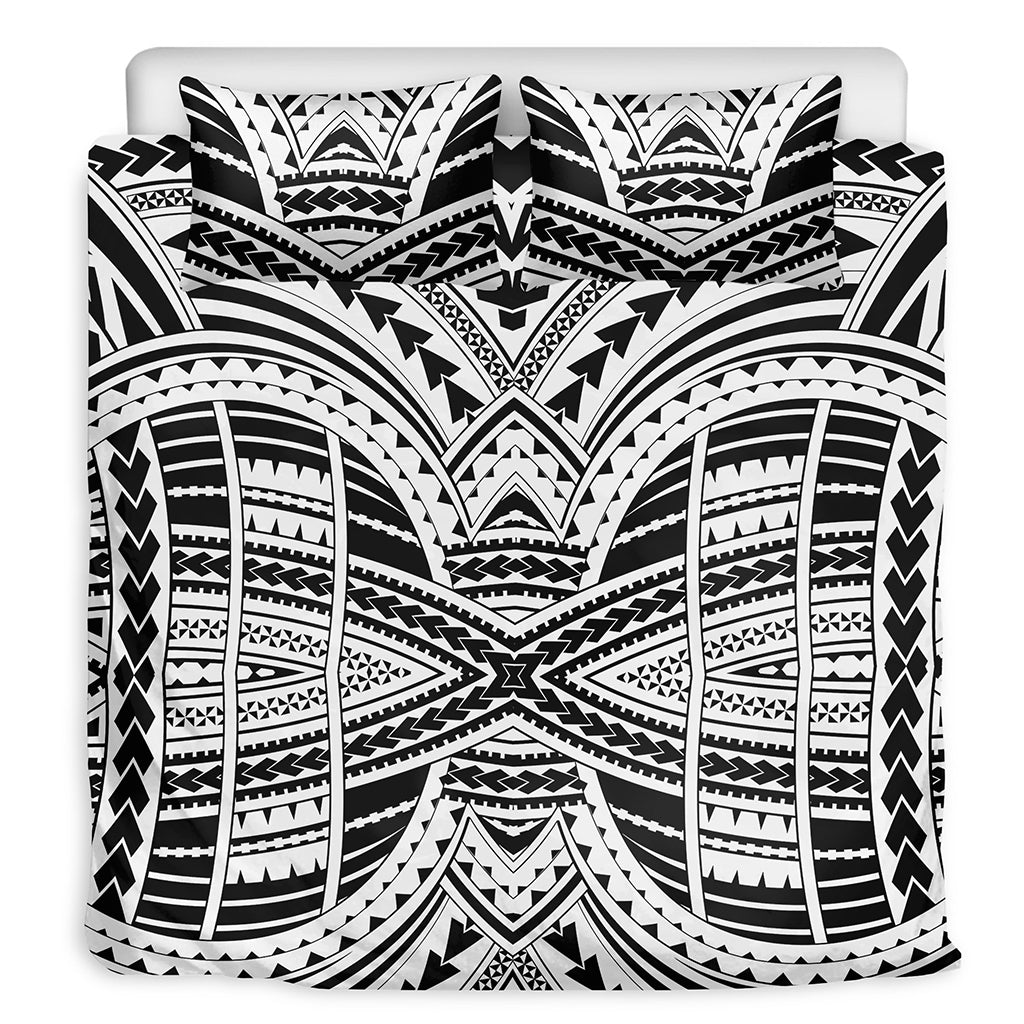 Black And White Maori Tribal Print Duvet Cover Bedding Set