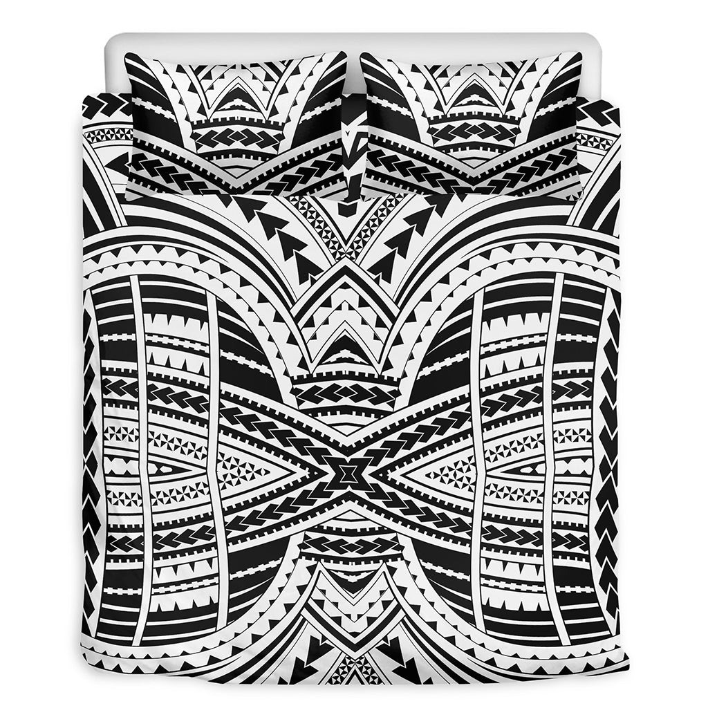 Black And White Maori Tribal Print Duvet Cover Bedding Set