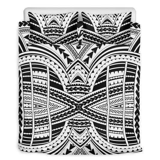 Black And White Maori Tribal Print Duvet Cover Bedding Set